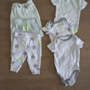 Cat & Jack White and Light Gray Baby Onesie Set with Neon Yellow Accent